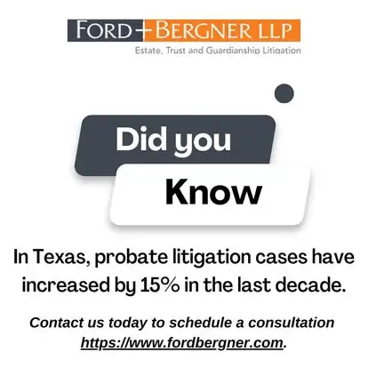 Probate litigagtion cases have increased by 15 percent in Texas.